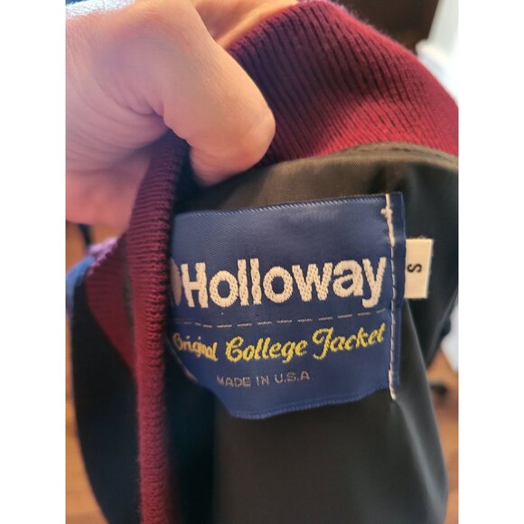 Vintage 90's Wool Navy/Burgundy/Green Letterman Jacket Leather Trim S Streetwear - Picture 7 of 8